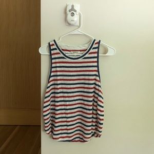Madewell red white blue crop muscle tank